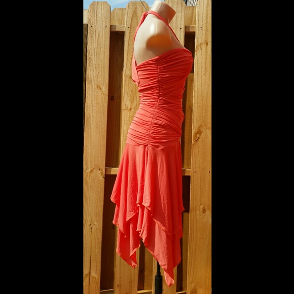 🖤 BCBG Maxazria Halter Top Asymmetrical Ruched Prom - Picture 5 of 9